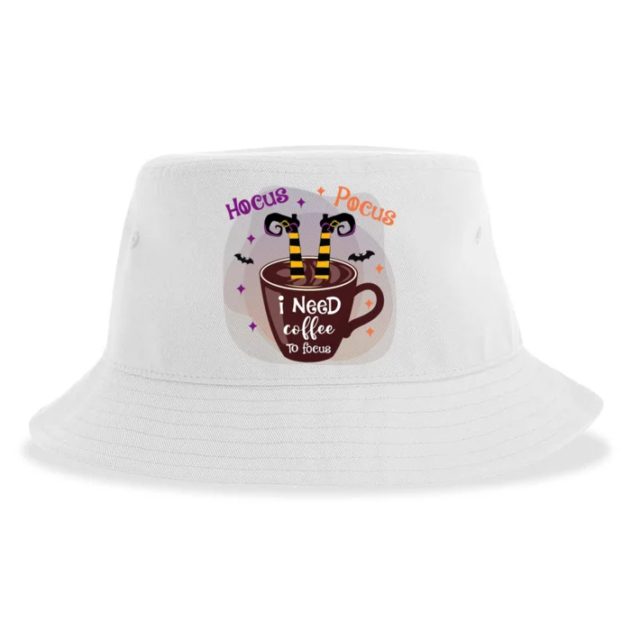 Hocus Pocus I Need Coffee To Focus Funny Halloween Costume Sustainable Bucket Hat