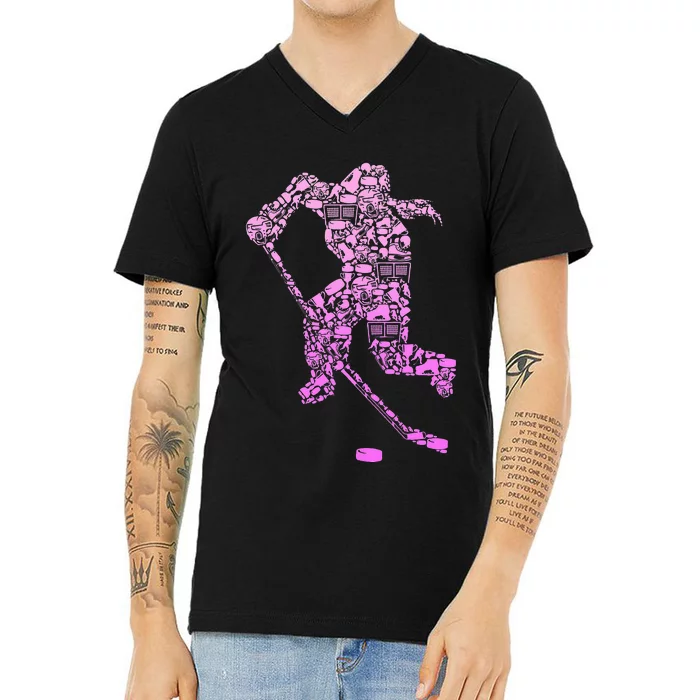 Hockey Player Ice Hockey V-Neck T-Shirt