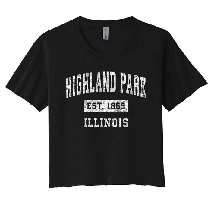 Highland Park Illinois Il Vintage Sports Women's Crop Top Tee