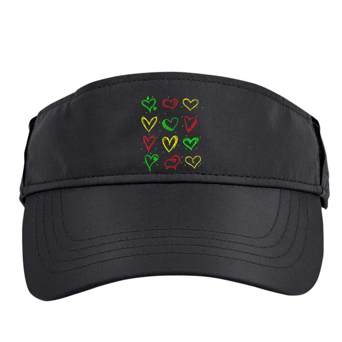 Heart Pattern Juneteenth Black History African American Flag Adult Drive Performance Visor