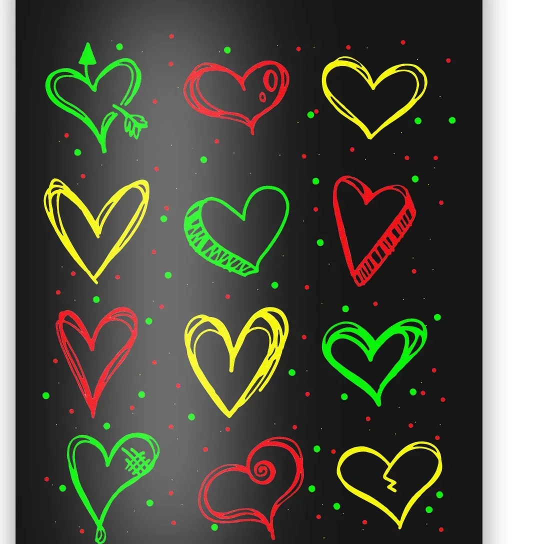 Heart Pattern Juneteenth Black History African American Flag Poster