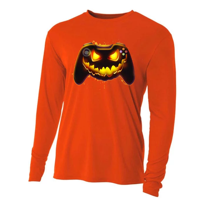 Halloween Pumpkin Jack O Lantern Face Video Game Controller Cooling Performance Long Sleeve Crew