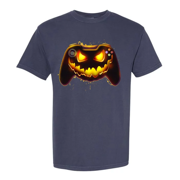 Halloween Pumpkin Jack O Lantern Face Video Game Controller Garment-Dyed Heavyweight T-Shirt