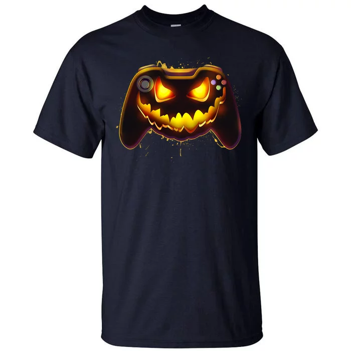 Halloween Pumpkin Jack O Lantern Face Video Game Controller Tall T-Shirt