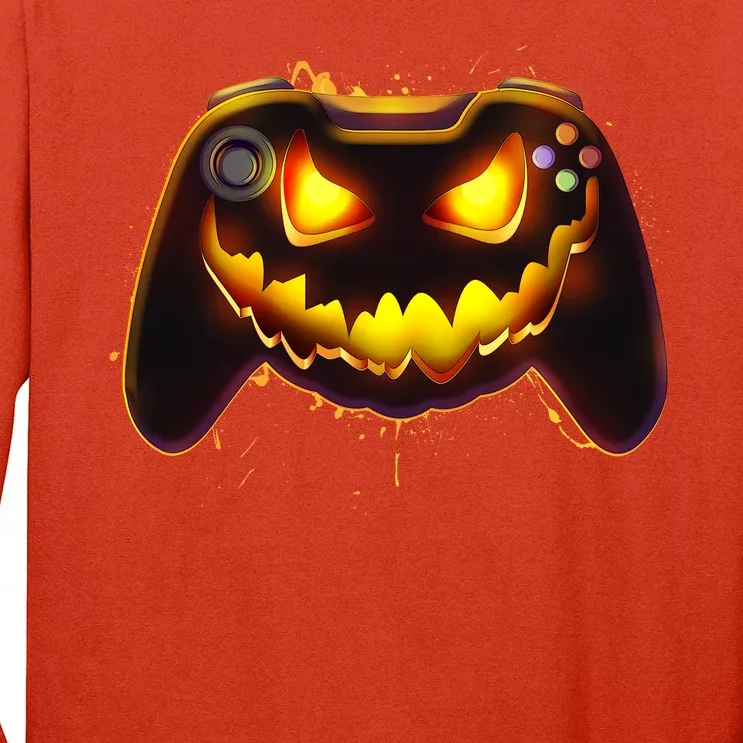 Halloween Pumpkin Jack O Lantern Face Video Game Controller Long Sleeve Shirt