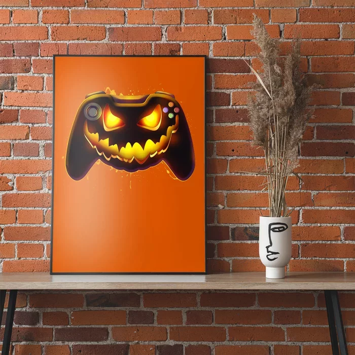 Halloween Pumpkin Jack O Lantern Face Video Game Controller Poster