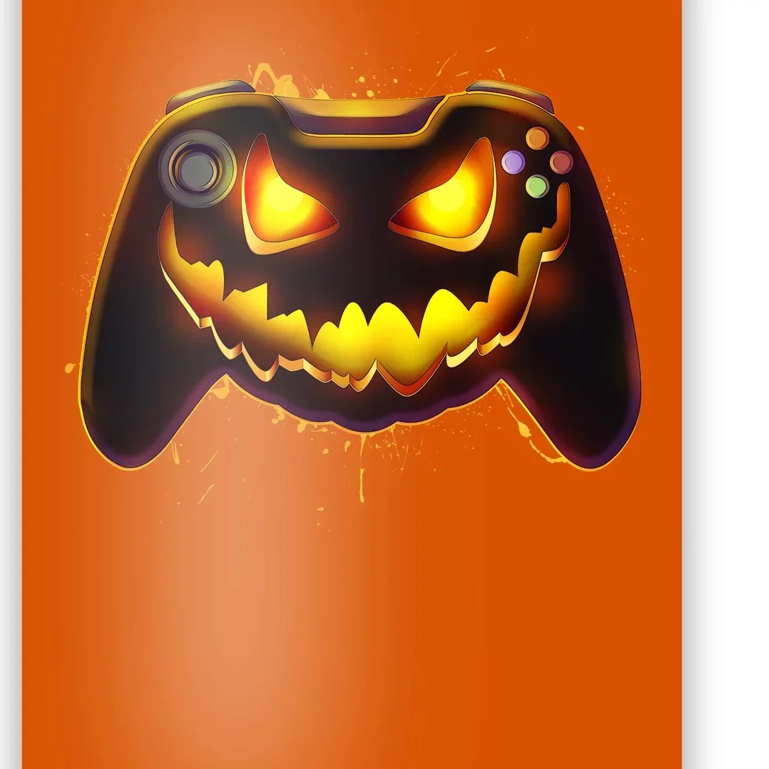 Halloween Pumpkin Jack O Lantern Face Video Game Controller Poster