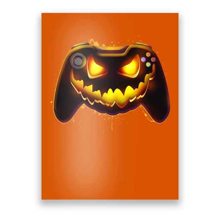 Halloween Pumpkin Jack O Lantern Face Video Game Controller Poster