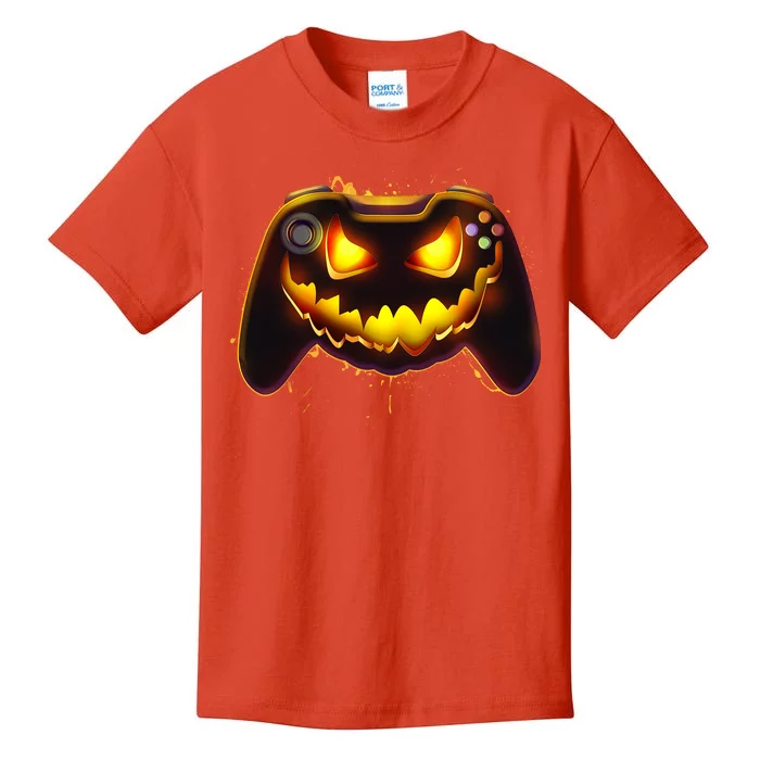 Halloween Pumpkin Jack O Lantern Face Video Game Controller Kids T-Shirt