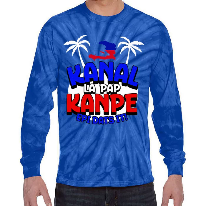 Haiti Pride Kanal Pap Kanpe Haitian Creole Heritage 1804 Map Tie-Dye Long Sleeve Shirt