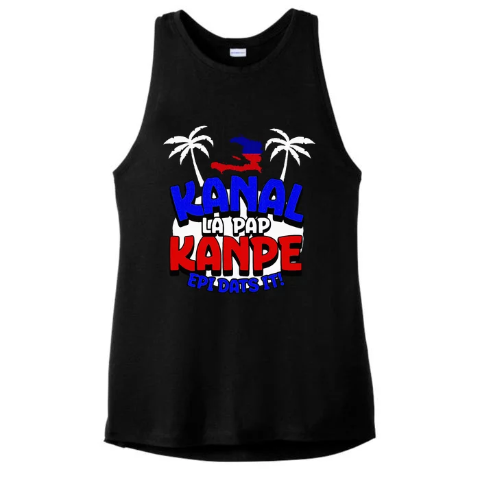 Haiti Pride Kanal Pap Kanpe Haitian Creole Heritage 1804 Map Ladies Tri-Blend Wicking Tank