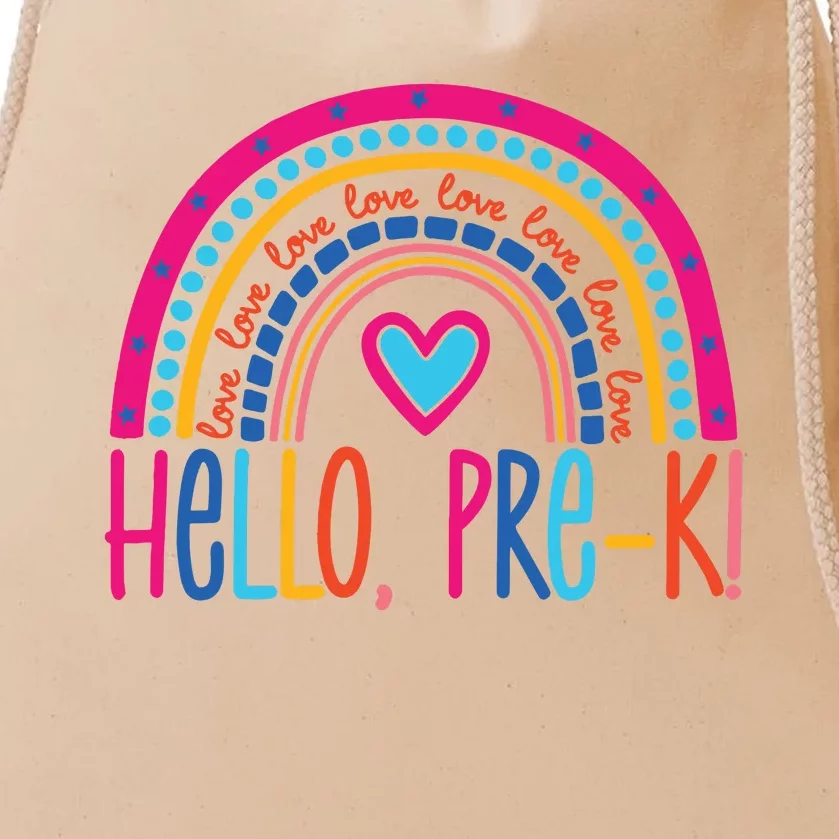 Hello Pre K First Day Of School Drawstring Bag