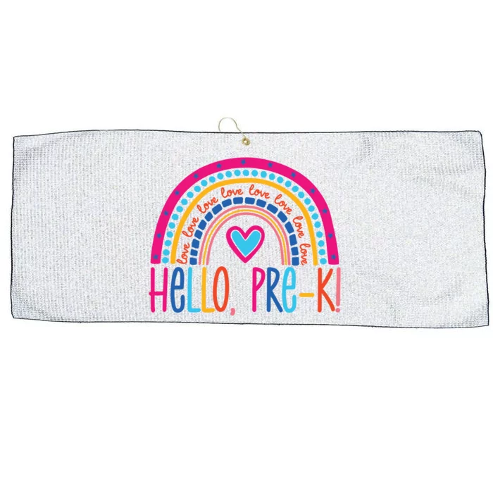 Hello Pre K First Day Of School Large Microfiber Waffle Golf Towel