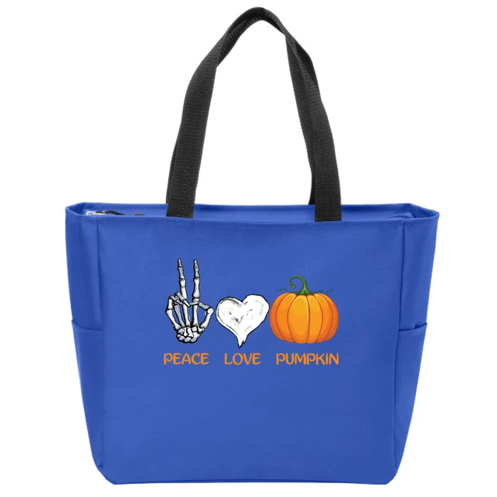 Halloween Peace Love Pumpkin Cute Fall Halloween Gift Zip Tote Bag