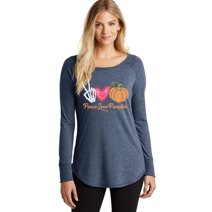 Halloween Peace Love Pumpkin Fall Gift Cute Gift Women's Perfect Tri Tunic Long Sleeve Shirt