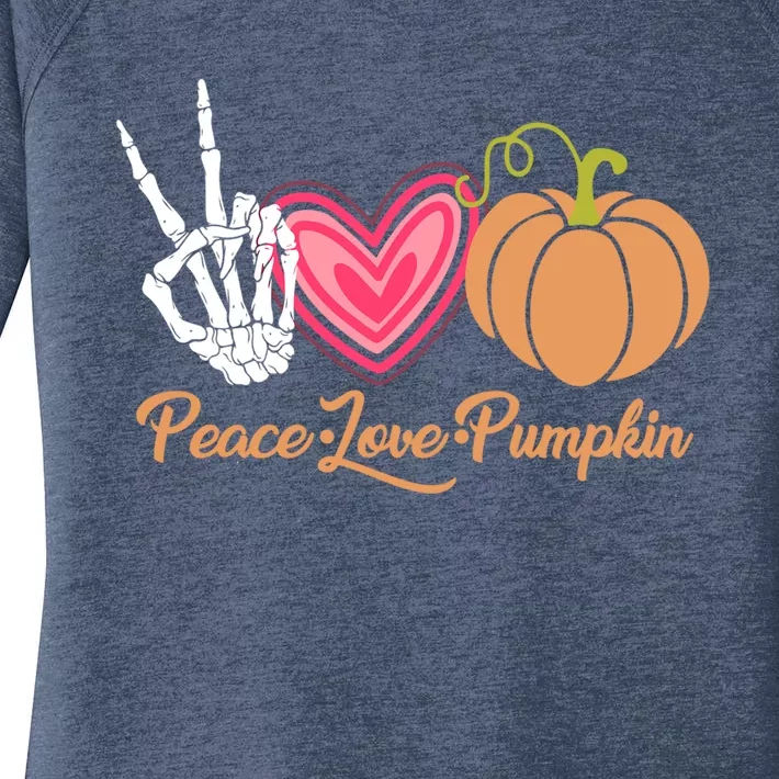 Halloween Peace Love Pumpkin Fall Gift Cute Gift Women's Perfect Tri Tunic Long Sleeve Shirt