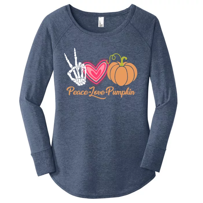 Halloween Peace Love Pumpkin Fall Gift Cute Gift Women's Perfect Tri Tunic Long Sleeve Shirt