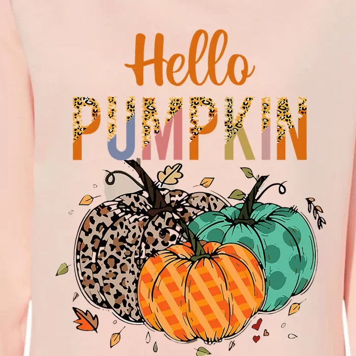 Hello Pumpkin Leopard Print For Fall Thanksgiving Womens California Wash Sweatshirt