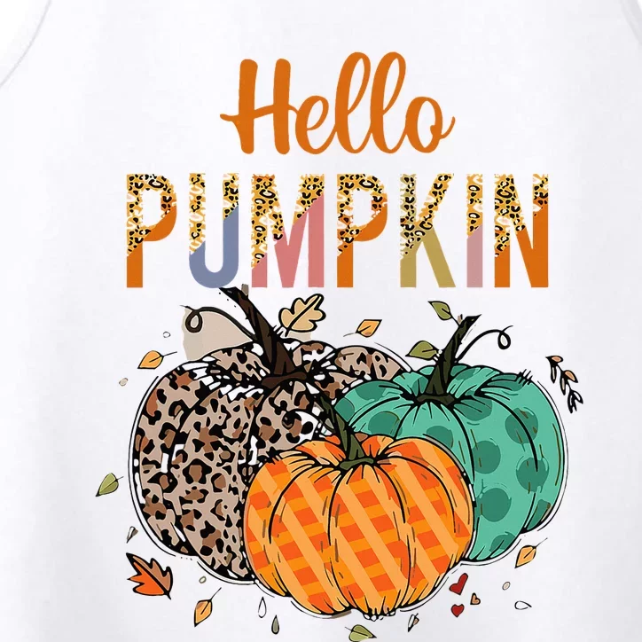 Hello Pumpkin Leopard Print For Fall Thanksgiving Performance Tank