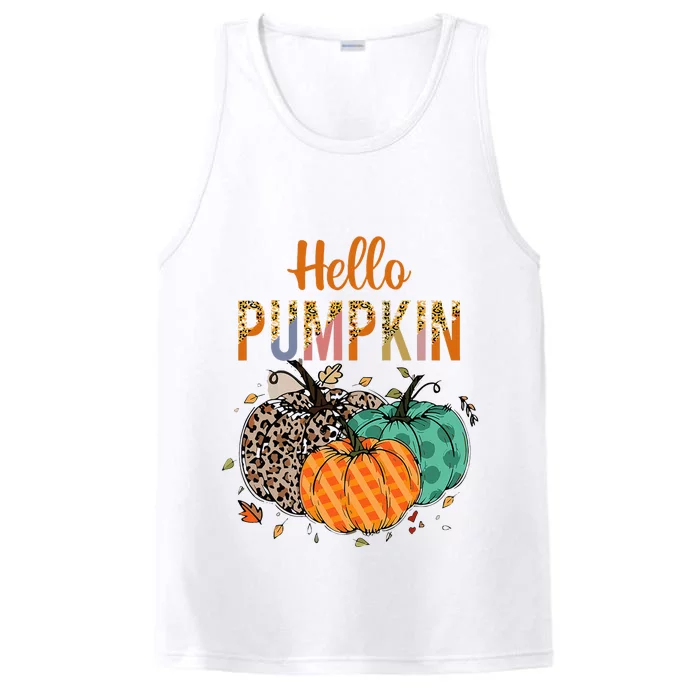 Hello Pumpkin Leopard Print For Fall Thanksgiving Performance Tank