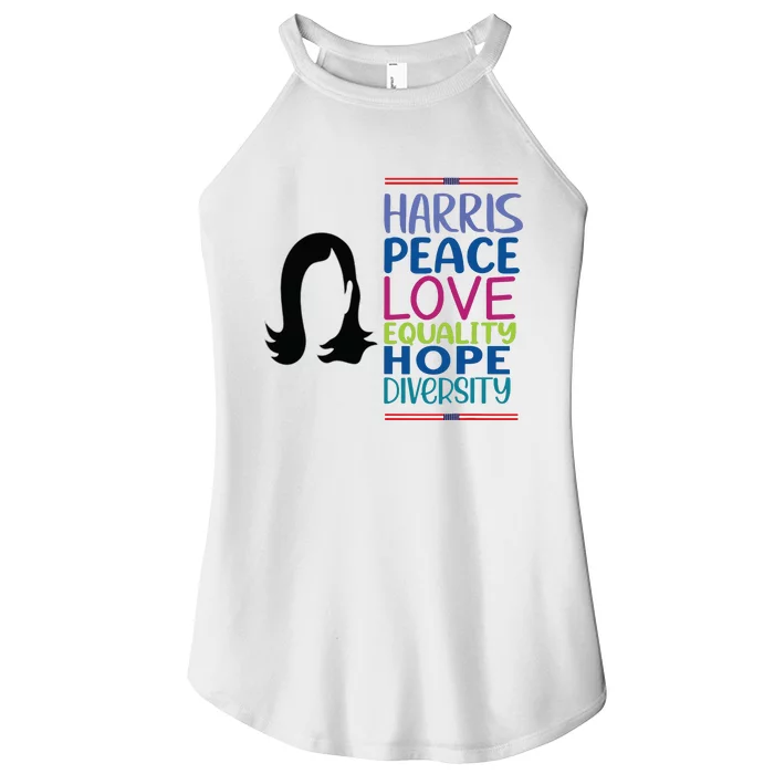 Harris Peace Love Equality Hope Diversity Women’s Perfect Tri Rocker Tank