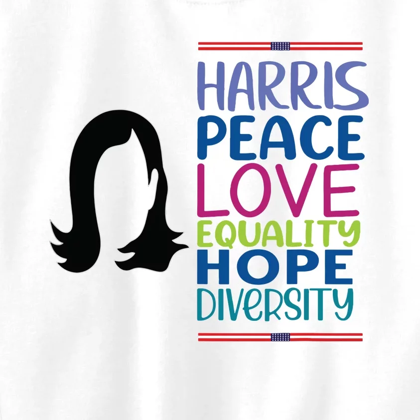 Harris Peace Love Equality Hope Diversity Kids Sweatshirt