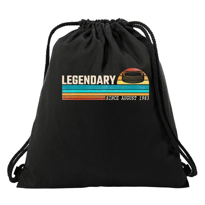 Hockey Player Legend Since August 1983 Birthday Drawstring Bag