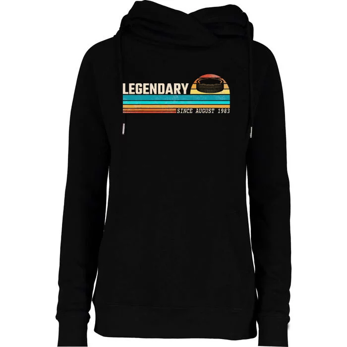 Hockey Player Legend Since August 1983 Birthday Womens Funnel Neck Pullover Hood