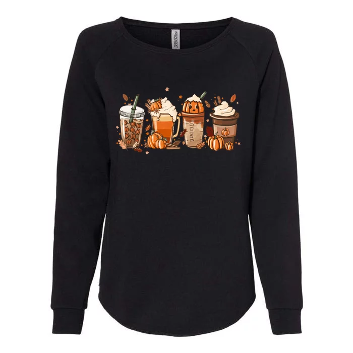 Halloween Pumpkin Latte Drink CupFall Coffee Pumpkin Spice Womens California Wash Sweatshirt