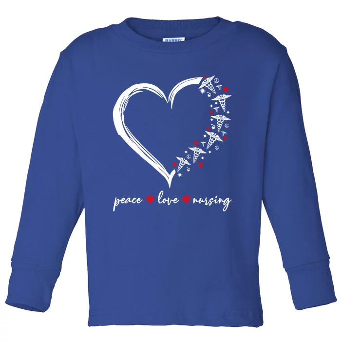 Heart Peace Love Nursing Funny Nurse Cool Gift Toddler Long Sleeve Shirt