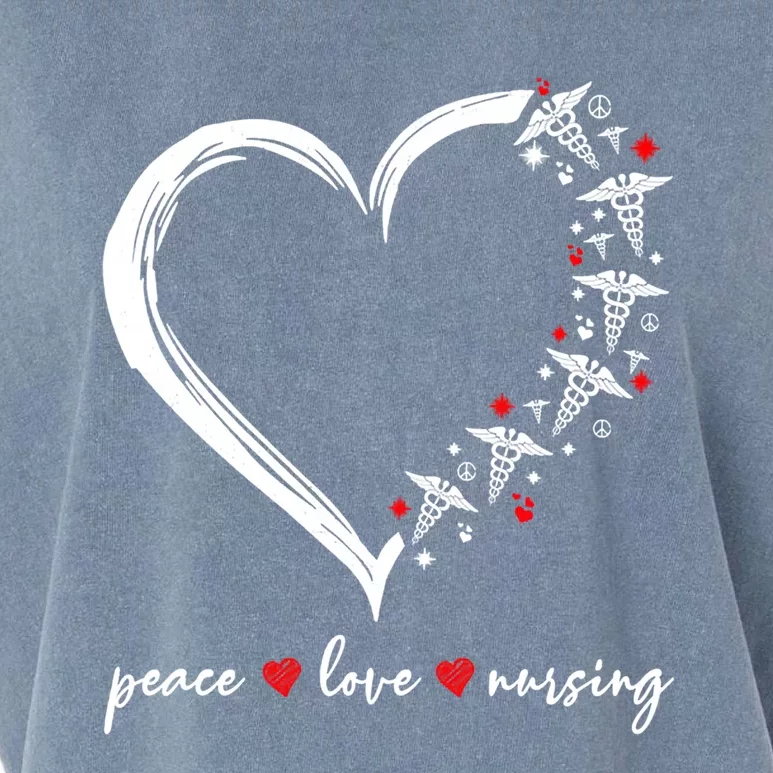 Heart Peace Love Nursing Funny Nurse Cool Gift Garment-Dyed Women's Muscle Tee