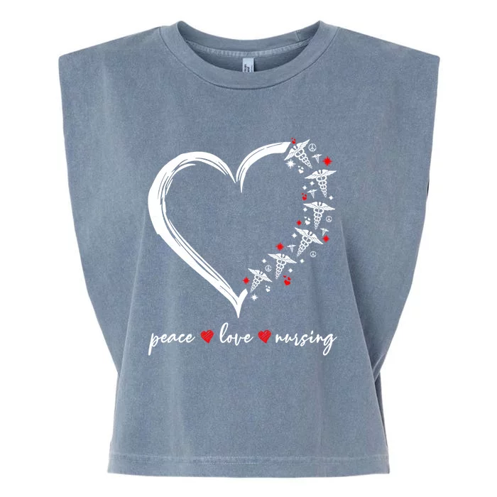 Heart Peace Love Nursing Funny Nurse Cool Gift Garment-Dyed Women's Muscle Tee