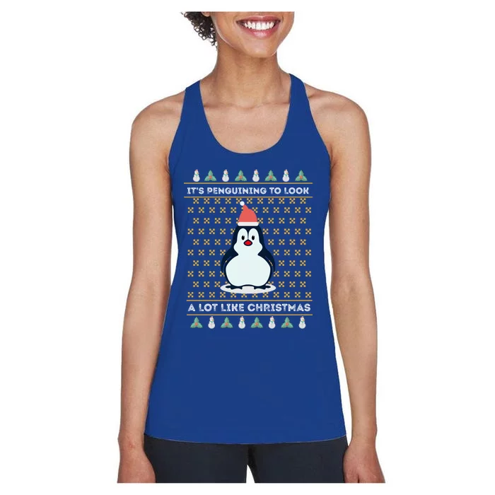 His Penguining Like Christmas Fun Penguin Christmas Cute Gift Women's Racerback Tank