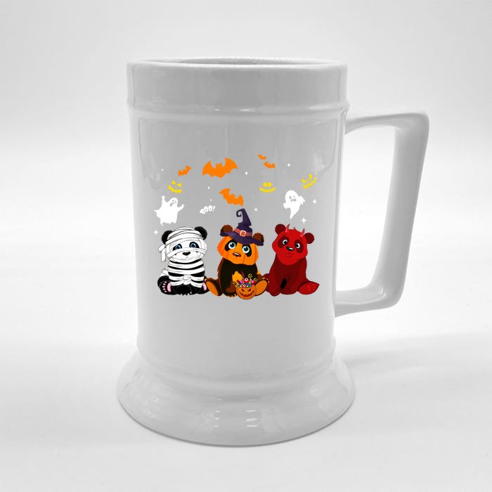 Halloween Panda Lovers Mummy Witch Demon Costumes Gift Front & Back Beer Stein