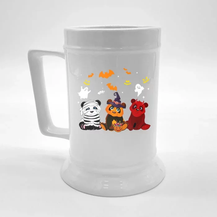 Halloween Panda Lovers Mummy Witch Demon Costumes Gift Front & Back Beer Stein