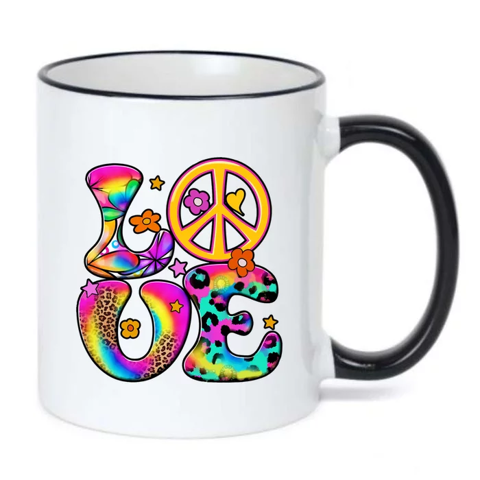 Hippie Peace Love Flower Lgbt Pride Coming Out Day Leopard Gift Black Color Changing Mug