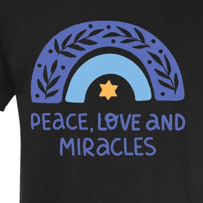 Hanukkah Peace Love And Miracles Garment-Dyed Heavyweight T-Shirt