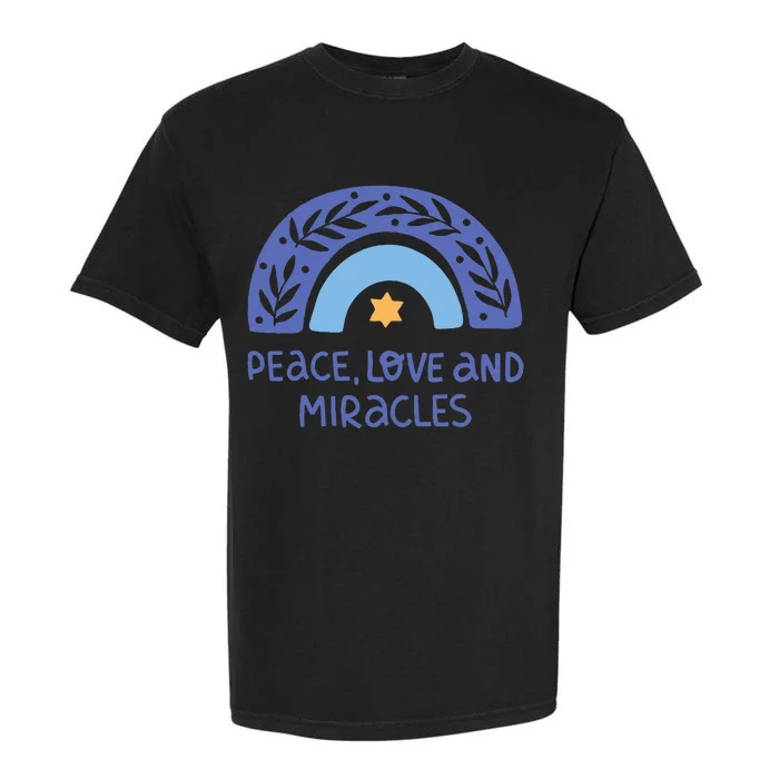 Hanukkah Peace Love And Miracles Garment-Dyed Heavyweight T-Shirt