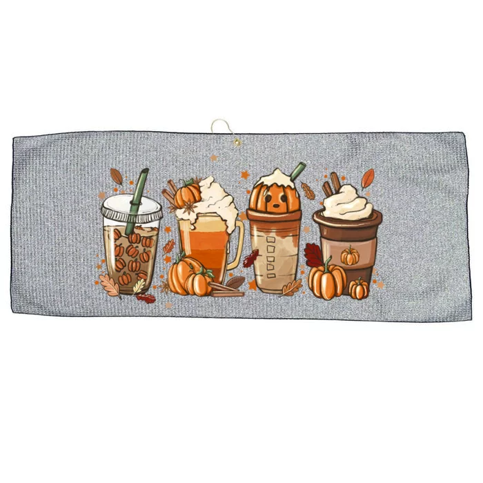 Halloween Pumpkin Latte Cup Fall Coffee Pumpkin Spice Cool Gift Large Microfiber Waffle Golf Towel