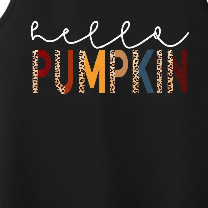 Hello Pumpkin Leopard Print For Fall Thanksgiving Halloween Performance Tank