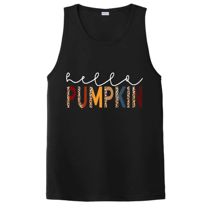 Hello Pumpkin Leopard Print For Fall Thanksgiving Halloween Performance Tank