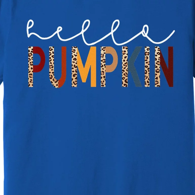 Hello Pumpkin Leopard Print For Fall Thanksgiving Halloween Premium T-Shirt