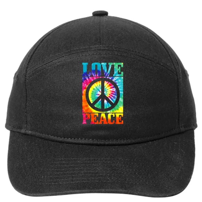 Hippie Peace Love Sign Tie Dye Vintage Retro 7-Panel Snapback Hat