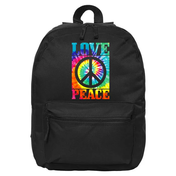 Hippie Peace Love Sign Tie Dye Vintage Retro 16 in Basic Backpack