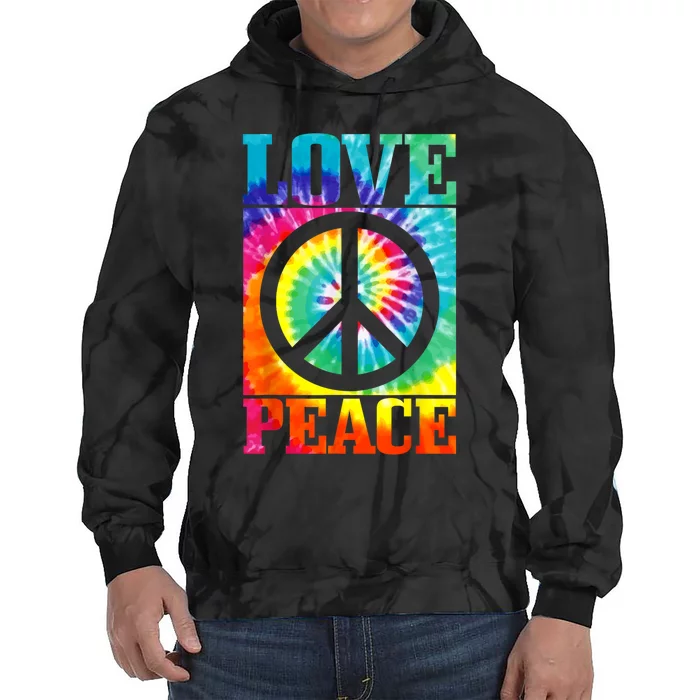 Hippie Peace Love Sign Tie Dye Vintage Retro Tie Dye Hoodie