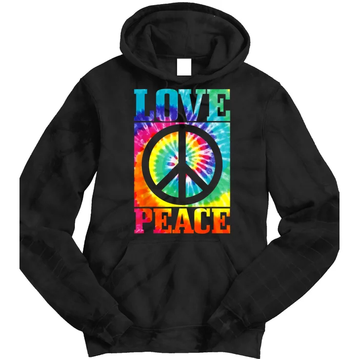 Hippie Peace Love Sign Tie Dye Vintage Retro Tie Dye Hoodie