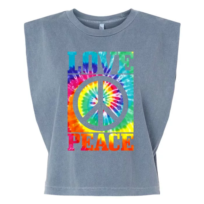 Hippie Peace Love Sign Tie Dye Vintage Retro Garment-Dyed Women's Muscle Tee