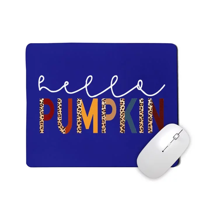 Hello Pumpkin Leopard Print For Fall Thanksgiving Halloween Mousepad