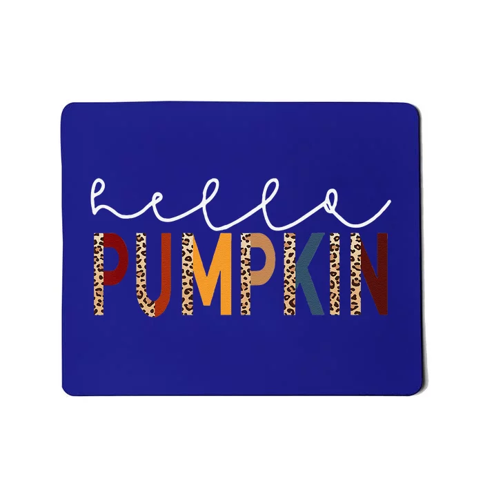 Hello Pumpkin Leopard Print For Fall Thanksgiving Halloween Mousepad