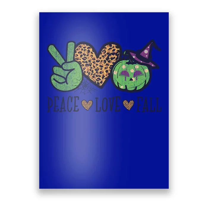 Halloween Peace Love Fall Pumpkin Hearts Green Gift Poster